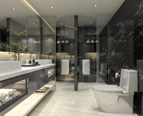 Usage of Black And White Marble in Different Spaces