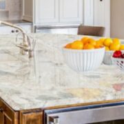 Natural stone on countertop