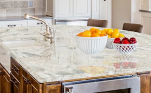 Natural stone on countertop