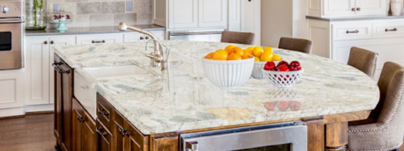 Natural stone on countertop