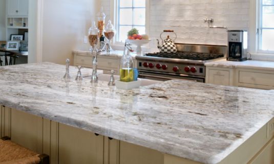 Natural stone blocks on the countertop